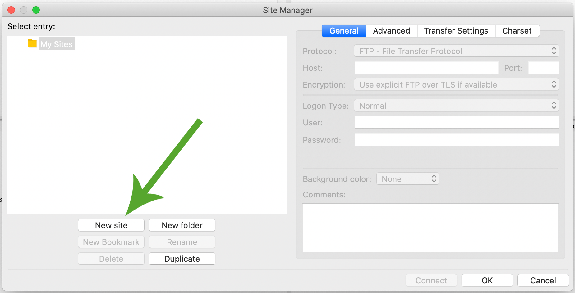 filezilla port number and password